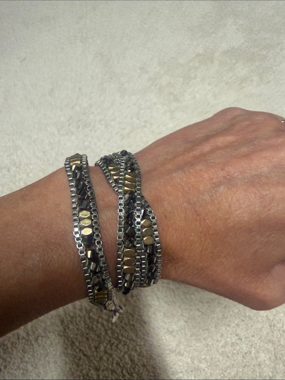 Stella & Dot Two-Tone Wrap Bracelet in Gold and Silver